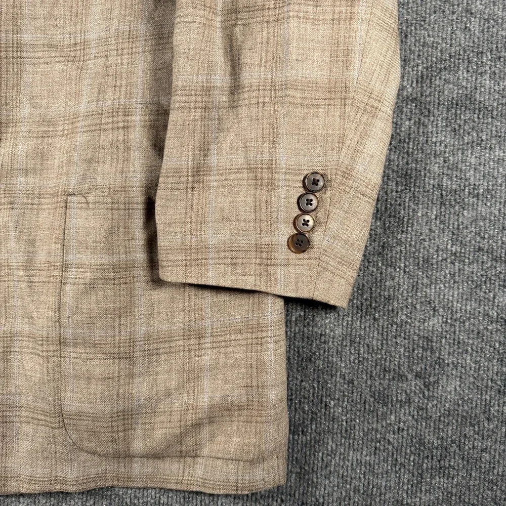 Armani Collezioni Glen Check Linen Blazer Jacket Size 46R Made In Italy
